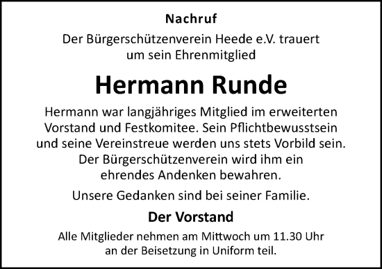 Traueranzeige von Hermann Runde von Neue Osnabrücker Zeitung GmbH & Co. KG
