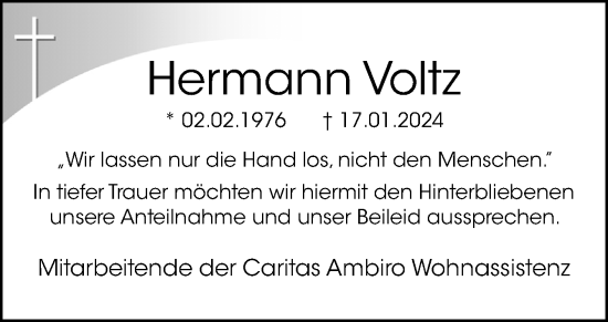 Traueranzeige von Hermann Voltz von Neue Osnabrücker Zeitung GmbH & Co. KG