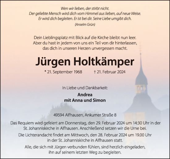 Traueranzeige von Jürgen Holtkämper von Neue Osnabrücker Zeitung GmbH & Co. KG