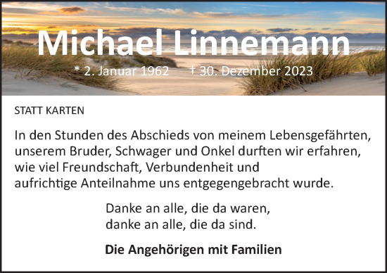 Traueranzeige von Michael Linnemann von Neue Osnabrücker Zeitung GmbH & Co. KG