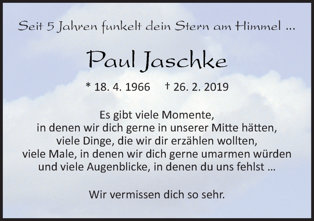  Traueranzeige für Paul Jaschke vom 26.02.2024 aus Neue Osnabrücker Zeitung GmbH & Co. KG