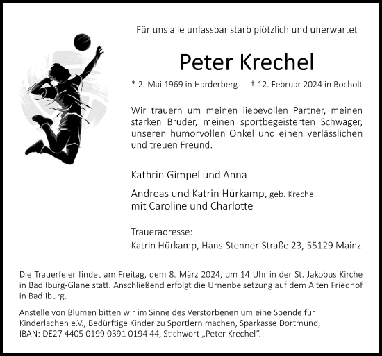 Traueranzeige von Peter Krechel von Neue Osnabrücker Zeitung GmbH & Co. KG