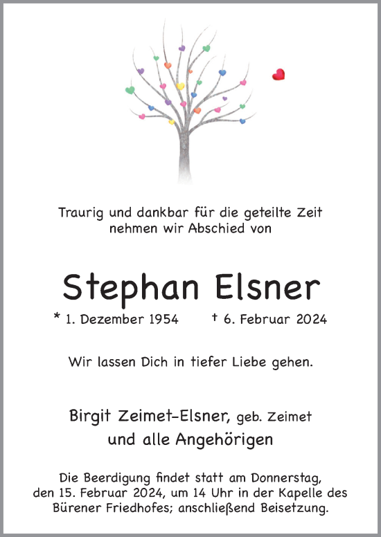 Traueranzeige von Stephan Elsner von Neue Osnabrücker Zeitung GmbH & Co. KG