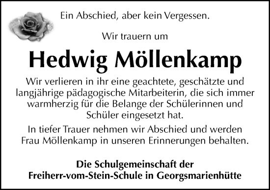 Traueranzeige von Hedwig Möllenkamp von Neue Osnabrücker Zeitung GmbH & Co. KG