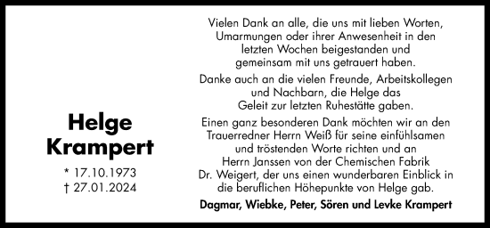 Traueranzeige von Helge Krampert von DK Medien GmbH & Co. KG