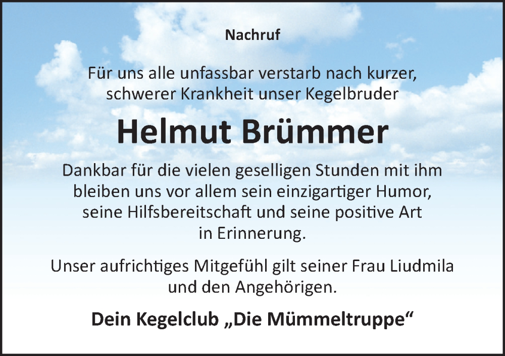  Traueranzeige für Helmut Brümmer vom 02.03.2024 aus Neue Osnabrücker Zeitung GmbH & Co. KG