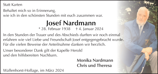 Traueranzeige von Josef Nardmann von Neue Osnabrücker Zeitung GmbH & Co. KG