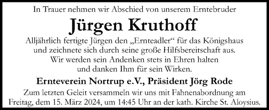 Traueranzeige von Jürgen Kruthoff von Neue Osnabrücker Zeitung GmbH & Co. KG