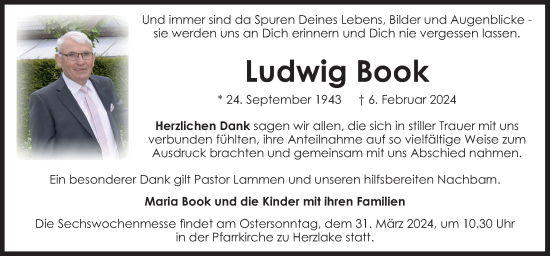 Traueranzeige von Ludwig Book von Neue Osnabrücker Zeitung GmbH & Co. KG