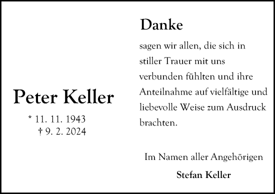 Traueranzeige von Peter Keller von DK Medien GmbH & Co. KG