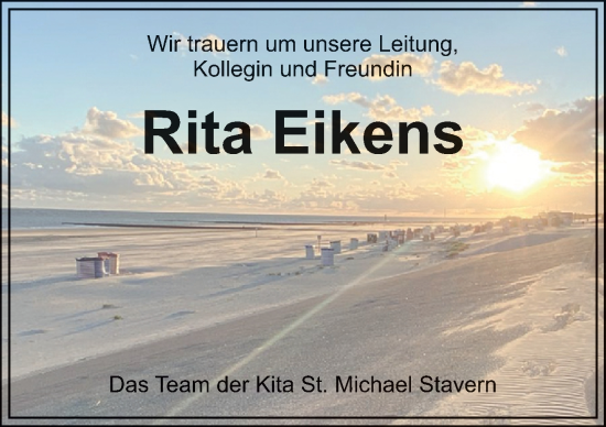 Traueranzeige von Rita Eikens von Neue Osnabrücker Zeitung GmbH & Co. KG