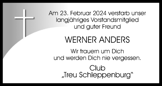 Traueranzeige von Werner Anders von Neue Osnabrücker Zeitung GmbH & Co. KG