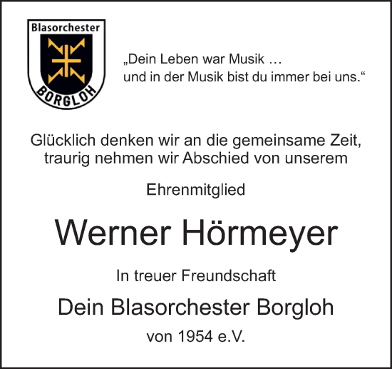 Traueranzeige von Werner Hörmeyer von Neue Osnabrücker Zeitung GmbH & Co. KG