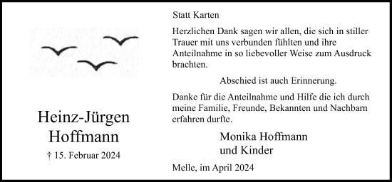 Traueranzeige von Heinz-Jürgen Hoffmann von Neue Osnabrücker Zeitung GmbH & Co. KG