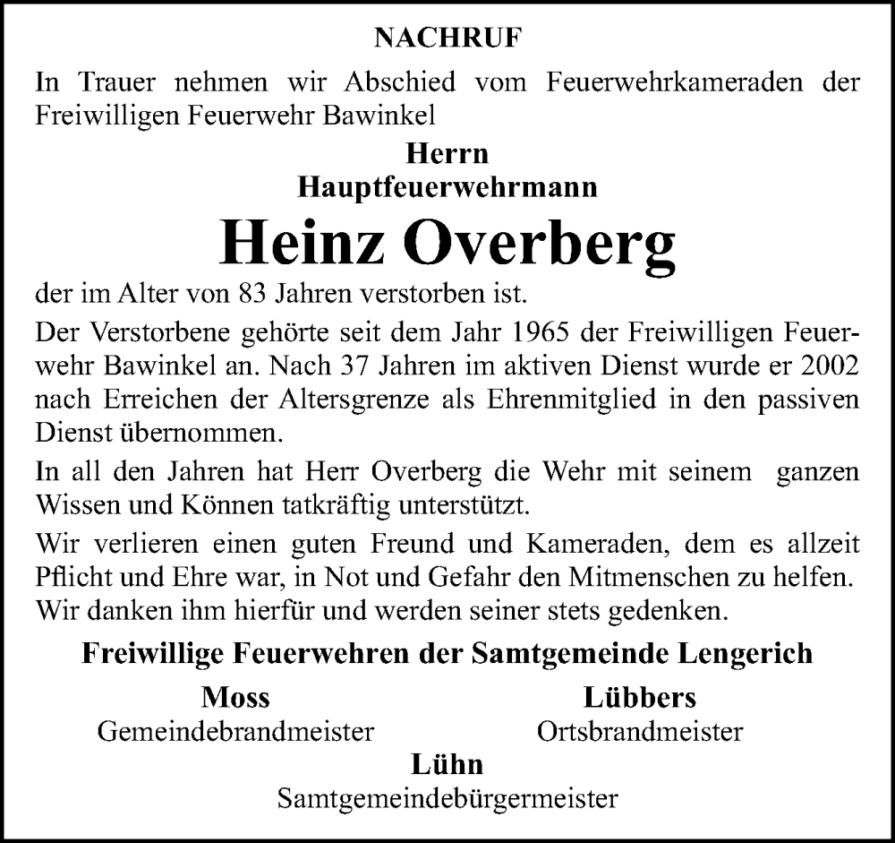  Traueranzeige für Heinz Overberg vom 04.04.2024 aus Neue Osnabrücker Zeitung GmbH & Co. KG