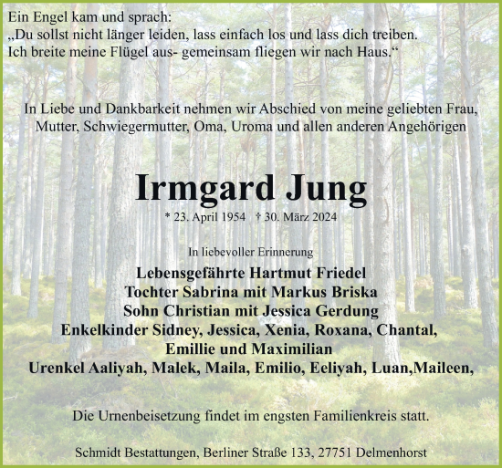 Traueranzeige von Irmgard Jung von DK Medien GmbH & Co. KG