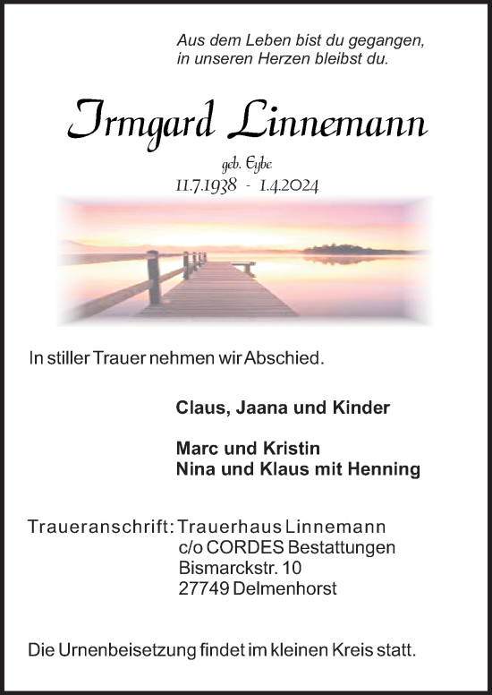 Traueranzeige von Irmgard Linnemann von DK Medien GmbH & Co. KG