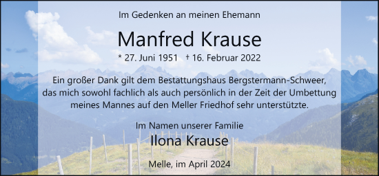 Traueranzeige von Manfred Krause von Neue Osnabrücker Zeitung GmbH & Co. KG