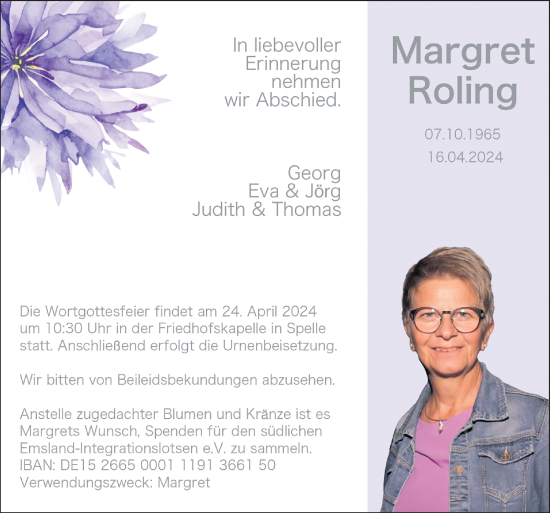 Traueranzeige von Margret Roling von Neue Osnabrücker Zeitung GmbH & Co. KG