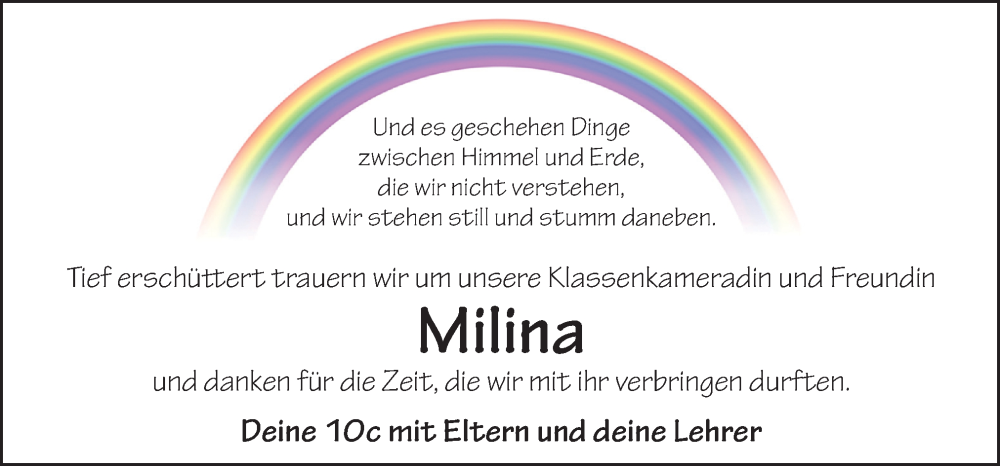  Traueranzeige für Anastasia und Milina Müller vom 27.04.2024 aus Neue Osnabrücker Zeitung GmbH & Co. KG