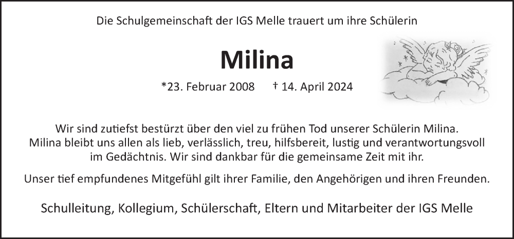  Traueranzeige für Anastasia und Milina Müller vom 27.04.2024 aus Neue Osnabrücker Zeitung GmbH & Co. KG