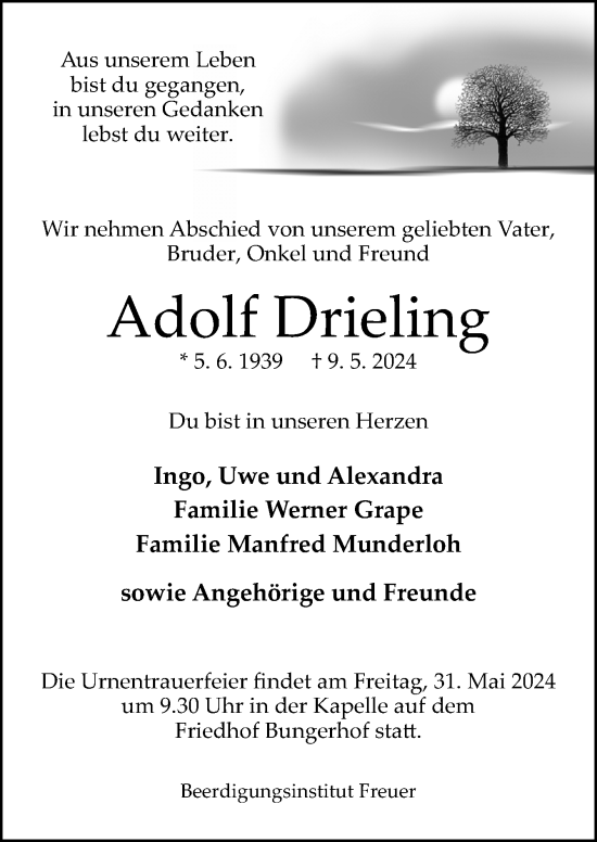 Traueranzeige von Adolf Drieling von DK Medien GmbH & Co. KG