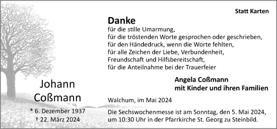 Traueranzeige von Angela Coßmann von Neue Osnabrücker Zeitung GmbH & Co. KG