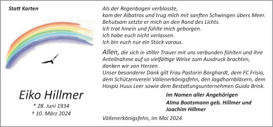 Traueranzeige von Eiko Hillmer von Neue Osnabrücker Zeitung GmbH & Co. KG