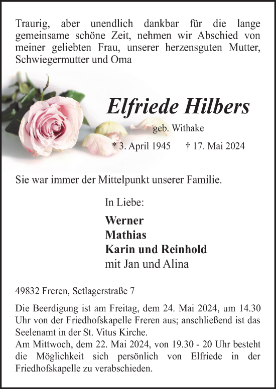 Traueranzeige von Elfriede Habers von Neue Osnabrücker Zeitung GmbH & Co. KG