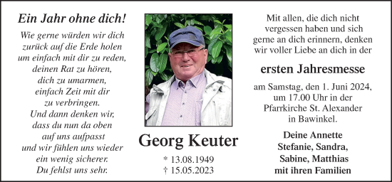 Traueranzeige von Georg Keuter von Neue Osnabrücker Zeitung GmbH & Co. KG