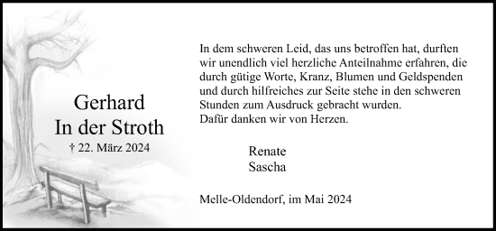 Traueranzeige von Gerhard In der Stroth von Neue Osnabrücker Zeitung GmbH & Co. KG