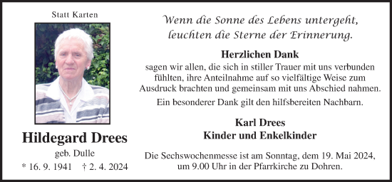 Traueranzeige von Hildegard Drees von Neue Osnabrücker Zeitung GmbH & Co. KG