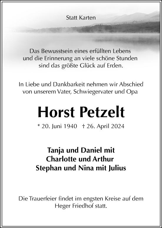 Traueranzeige von Horst Petzelt von Neue Osnabrücker Zeitung GmbH & Co. KG