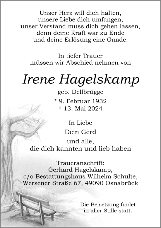 Traueranzeige von Irene Hagelskamp von Neue Osnabrücker Zeitung GmbH & Co. KG