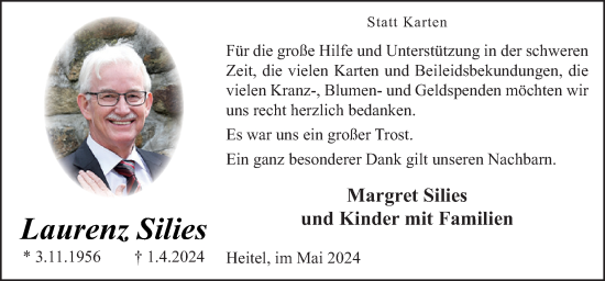 Traueranzeige von Laurenz Silies von Neue Osnabrücker Zeitung GmbH & Co. KG