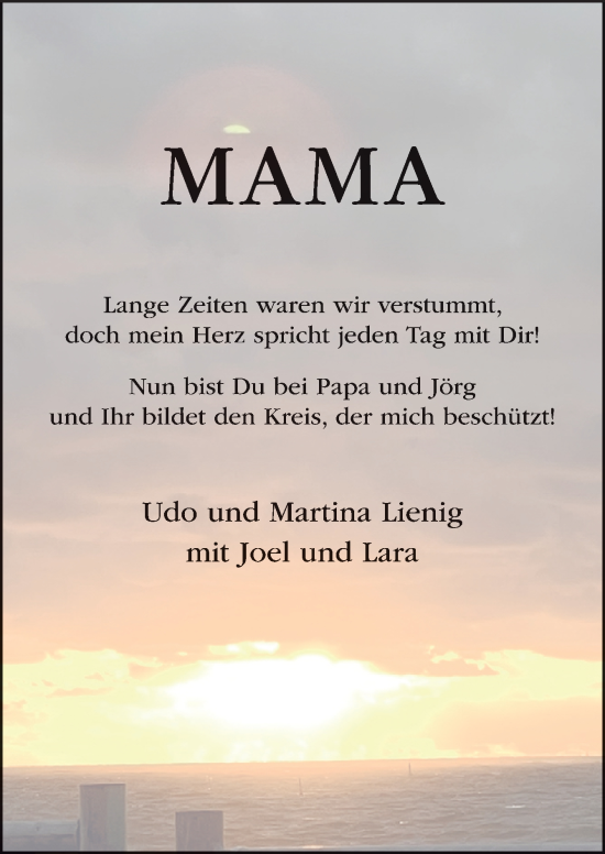 Traueranzeige von Mama  von Neue Osnabrücker Zeitung GmbH & Co. KG