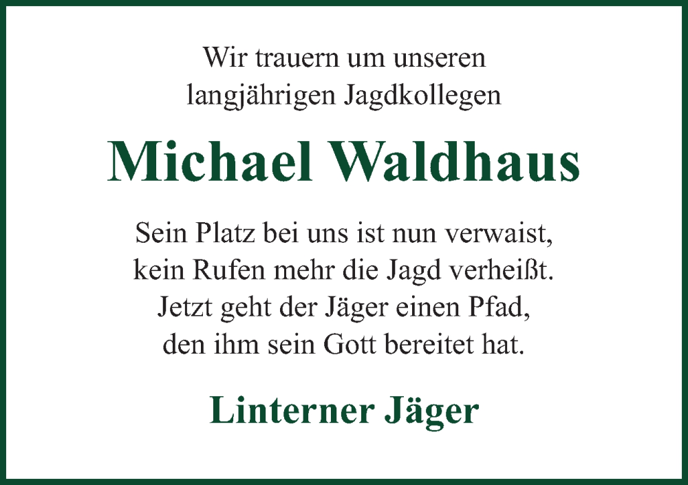  Traueranzeige für Michael Waldhaus vom 10.05.2024 aus Neue Osnabrücker Zeitung GmbH & Co. KG