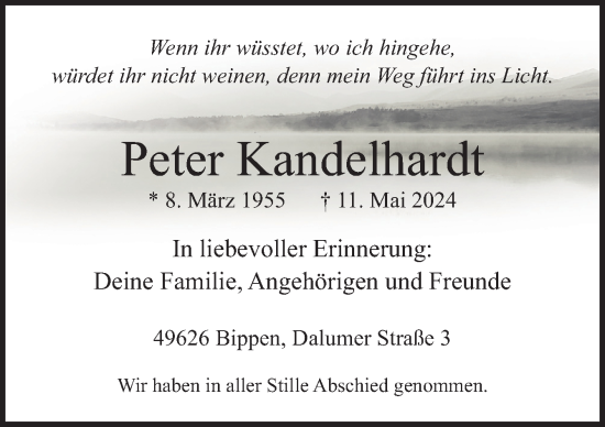 Traueranzeige von Peter Kandelhardt von Neue Osnabrücker Zeitung GmbH & Co. KG