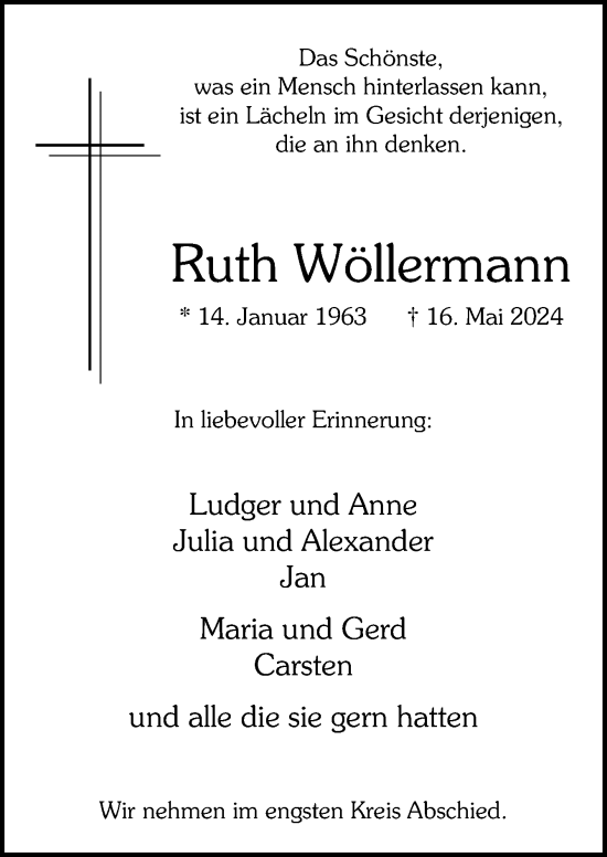 Traueranzeige von Ruth Wöllermann von Neue Osnabrücker Zeitung GmbH & Co. KG