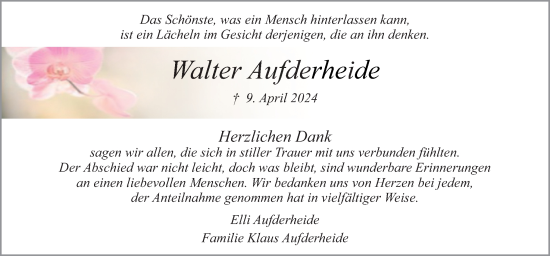 Traueranzeige von Walter Aufderheide von Neue Osnabrücker Zeitung GmbH & Co. KG