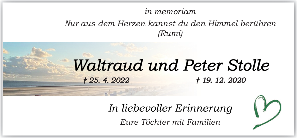  Traueranzeige für Waltraud und Peter Stolle vom 06.05.2024 aus DK Medien GmbH & Co. KG