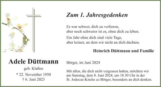 Traueranzeige von Adele Düttmann von Neue Osnabrücker Zeitung GmbH & Co. KG