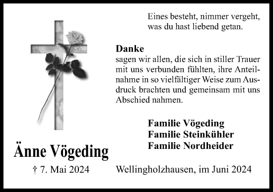 Traueranzeige von Änne Vögeding von Neue Osnabrücker Zeitung GmbH & Co. KG