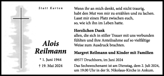 Traueranzeige von Alois Reilmann von Neue Osnabrücker Zeitung GmbH & Co. KG