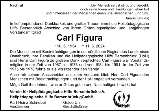 Traueranzeige von Carl Figura von Neue Osnabrücker Zeitung GmbH & Co. KG