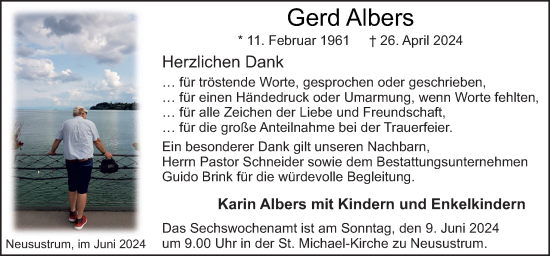 Traueranzeige von Gerd Albers von Neue Osnabrücker Zeitung GmbH & Co. KG