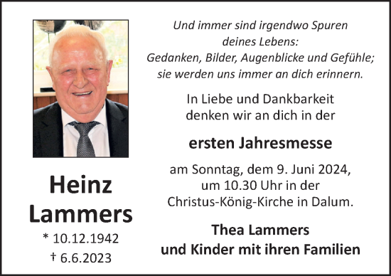 Traueranzeige von Heinz Lammers von Neue Osnabrücker Zeitung GmbH & Co. KG