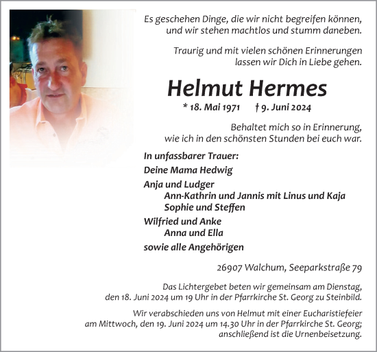 Traueranzeige von Helmut Hermes von Neue Osnabrücker Zeitung GmbH & Co. KG