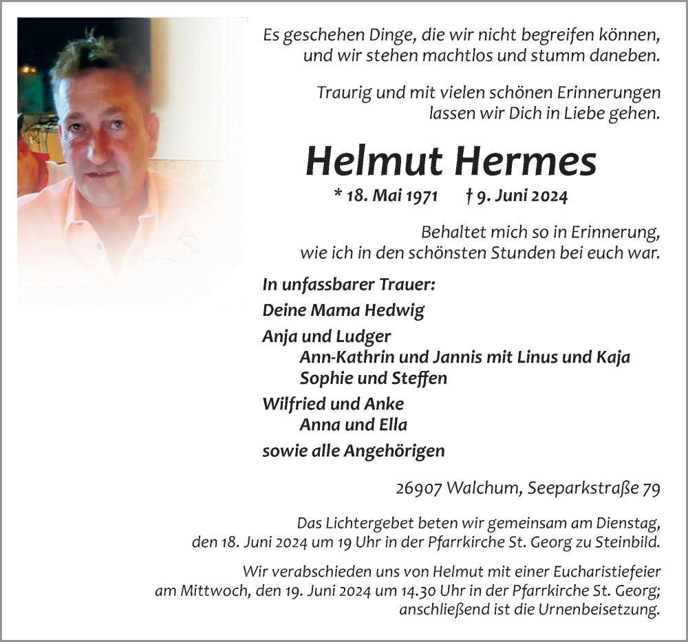  Traueranzeige für Helmut Hermes vom 12.06.2024 aus Neue Osnabrücker Zeitung GmbH & Co. KG