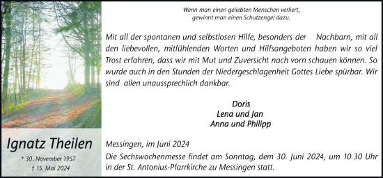 Traueranzeige von Ignatz Theilen von Neue Osnabrücker Zeitung GmbH & Co. KG